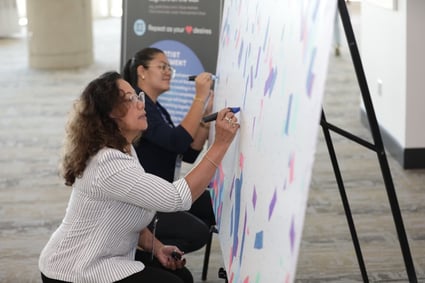 women coloring a mural at Jack Henry Connect