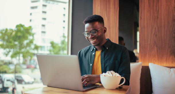 young businessman working on computer